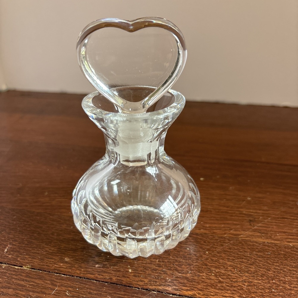 Vintage‎ Brilliant Crystal Cut Perfume Bottle with Heart Shaped Stopper